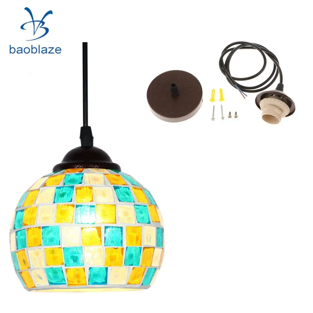 Vintage Hanging Light Mosaic Design Pendant Ceiling Lampshade Stained Glass 6#