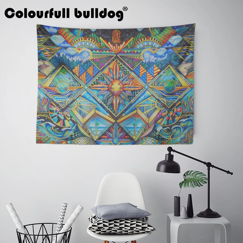 Abstract Geometry Tapestries Diamond Quatrefoil Wall Hanging Round