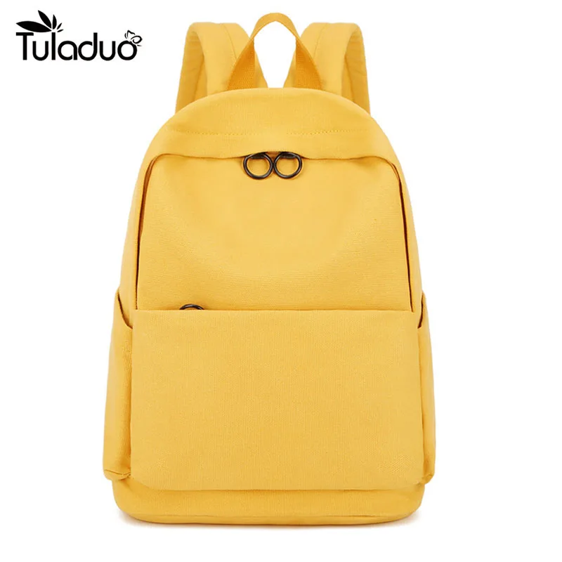 

2019 new female backpack simple canvas fashionable small and fresh school travel Two Size Cute Bag shoulder bag large capacity