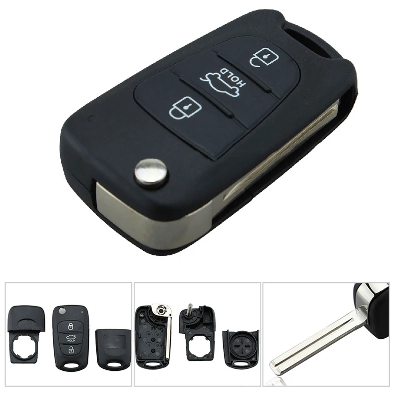 

3 Button Remote Folding Flip Key Shell Case For Hyundai I20 I30 I35 Avante Solaris KIA Rio Ceed Sorento Sportage