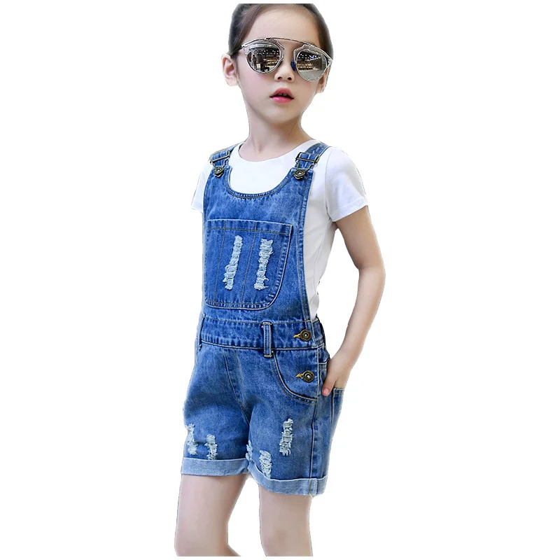 

Spring and Summer Girl Summer Jeans Girl Ripped Denim Shorts Overalls Kid Jeans Overalls Bib Overalls Shorts