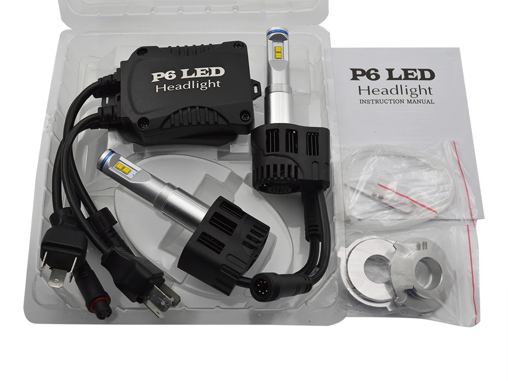 Canbus Error Free P6 55W H4 H/L Car LED Headlight Kit 5200LM/Bulb MZ LED Chip 3000K 4000K 5000K 6000K Dual-beam Head Lamp