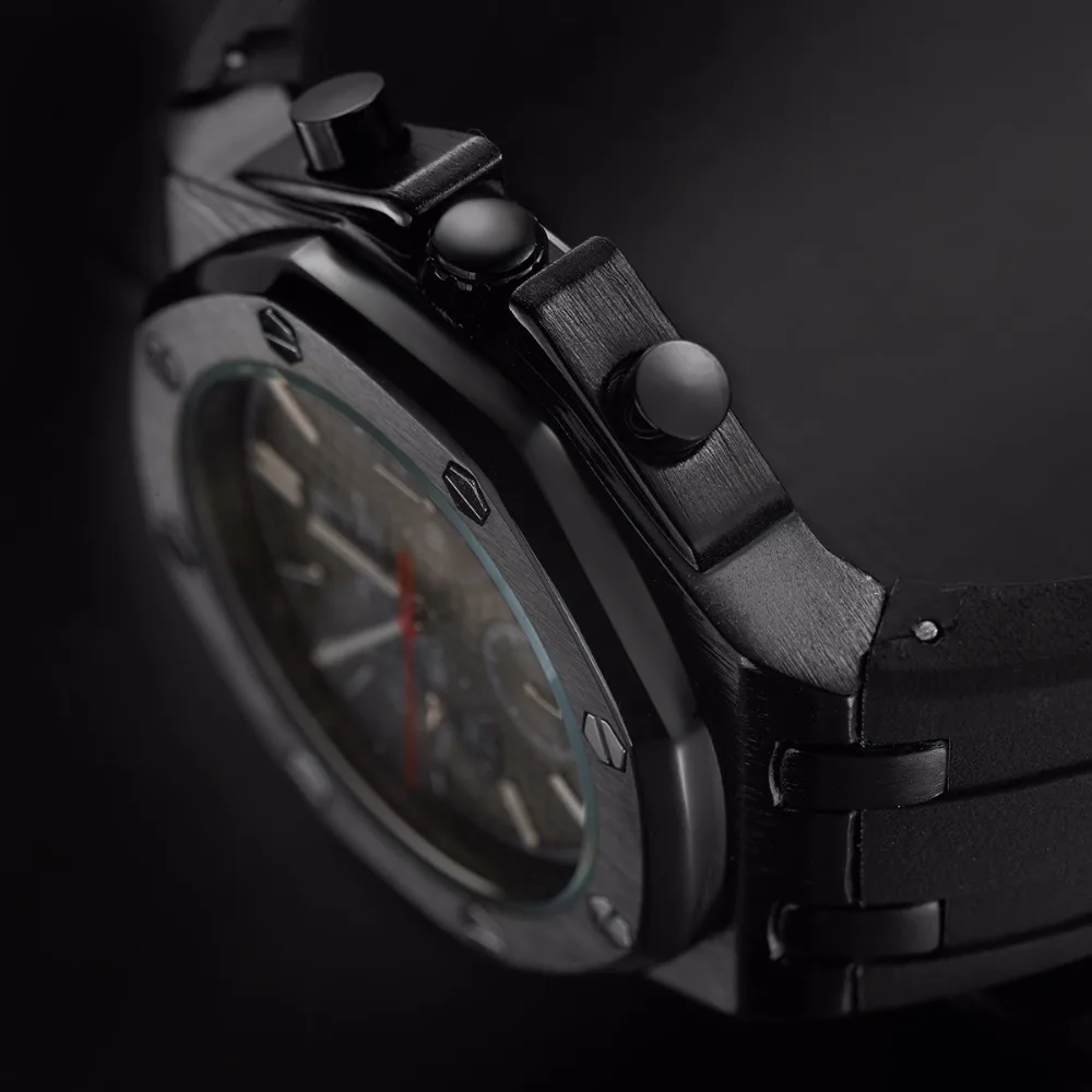 Брендовые Новые мужские кварцевые часы с синим резиновым ремешком, водонепроницаемые мужские кварцевые наручные часы с хронографом 3ATM