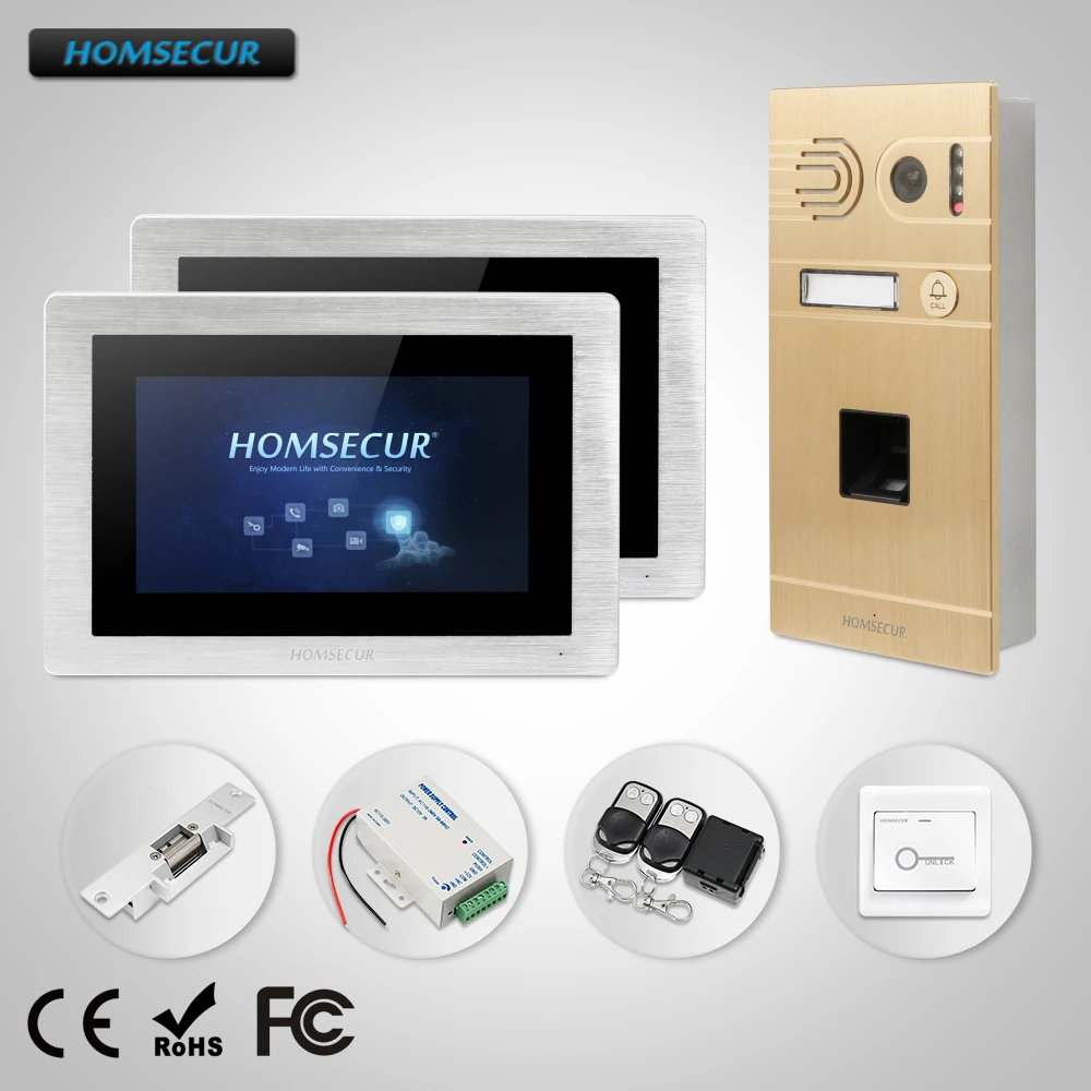 

HOMSECUR 7" Memory Monitor Video Door Phone Intercom System for Apartment BC061-G +BM714-S