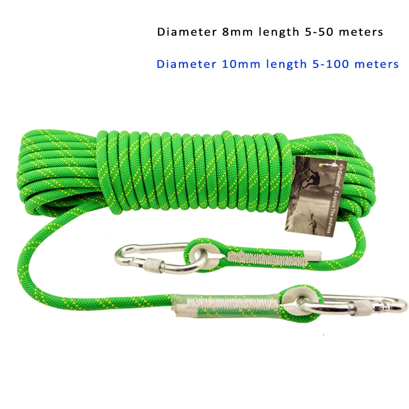 

Climbing Cord Diameter 8mm or 10mm 5-80 meters 12KN~20KN Outdoor equipment Accessories Paracord Safety Rope with 2pcs Buckle