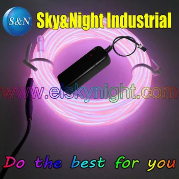 

(5 Set / Lot) Pink Color-5M Flexible Neon Light EL Wire Rope Tube with Controller +Free Shipping