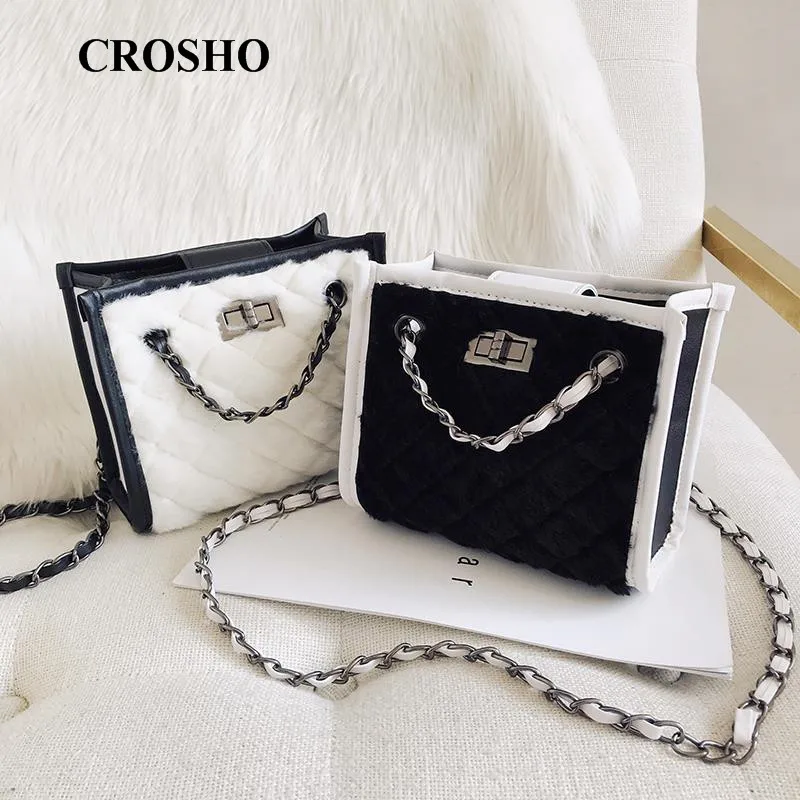 

CROSHO Autumn Wool Ling Lattice Single Shoulder Small Side Package Korean Version Chain Wool Package