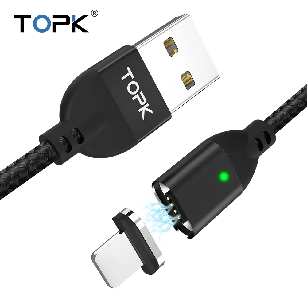 

TOPK Q-FLine Magnetic 8-Pin USB Cable Fast Charging Data Sync USB Cable For iphone X Xs Max 8 8 Plus 7 6 6s 5 For iphone charge
