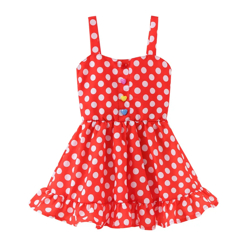 Summer Infants and Young Children Stripe Dot Harness Dress Baby Girls A-Line Girls Clothes For 70-120cm