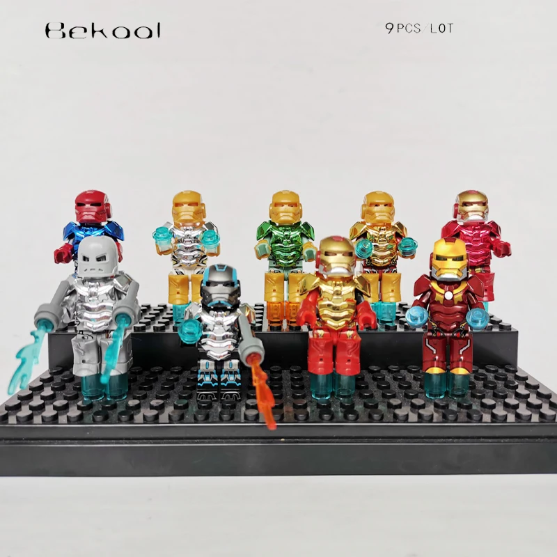

NEW Marvel Avengers Endgame Iron Man MK85 MK50 war machine Tony Stark Compatible legoe building block toys kid 9pcs/lot