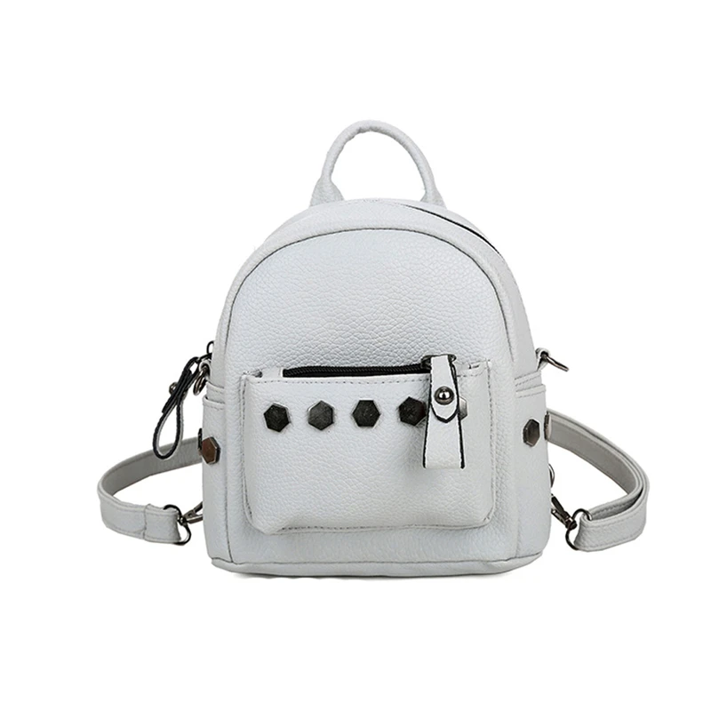

Aelicy Bag Women Students Striae solid Mini Backpack double Shoulder or single shoulder Women rivet small Satchel new