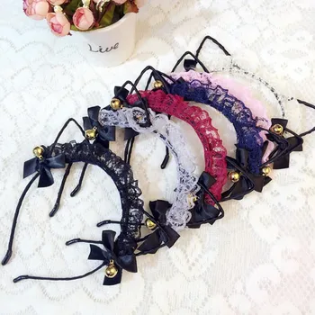 

New Bowknot Cat Lace Ear Headband Women Girls Band Dress Party wedding birthday