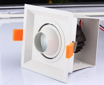 

8W 12W Single Head Square LED Grille Lamp/15/24/38 Spotlight Adjustment Emitting Angle quality COB + Fine White Powder Coating