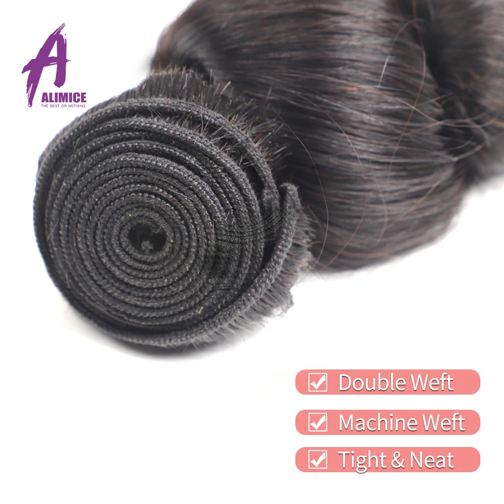 FREE FRONTAL Alimice Peruvian Loose Wave Hair Bundles 3 PieceLot Peruvian Hair Weave Bundles Remy Human Hair Extensions 8-28  (1)