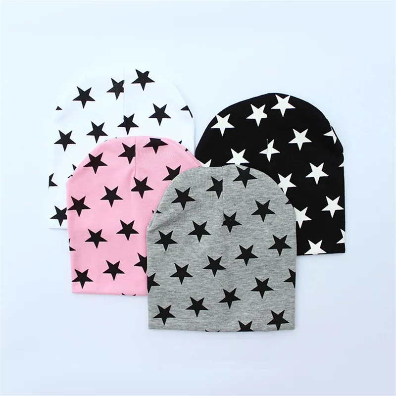 new cotton knitted star printing baby beanies kids winter warm caps children headwear accessories boys girlsfashion hat