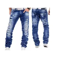 Высокое качество Новый Рваные джинсы Для мужчин нищий брюки человек в ковбойском стиле джинсовые брюки мужские