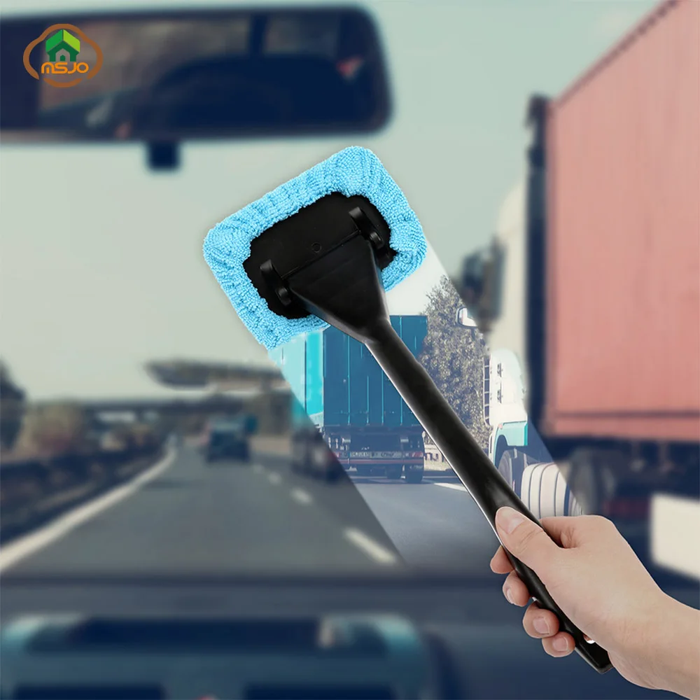 MSJO Window Washing Brush Hand Windshield Wiper For Windows Microfiber Cleaning Cloth Auto Car