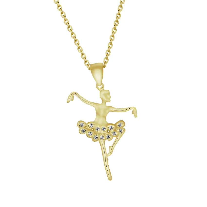

Fashion CZ Dancing Ballerina Halskette Pendant Necklaces For Women Jewelry Stainless Steel Chain Choker BFF Bijoux Gifts 2019