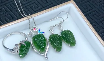 

925 silver inlay Hetian jasper set jade fine and flawless