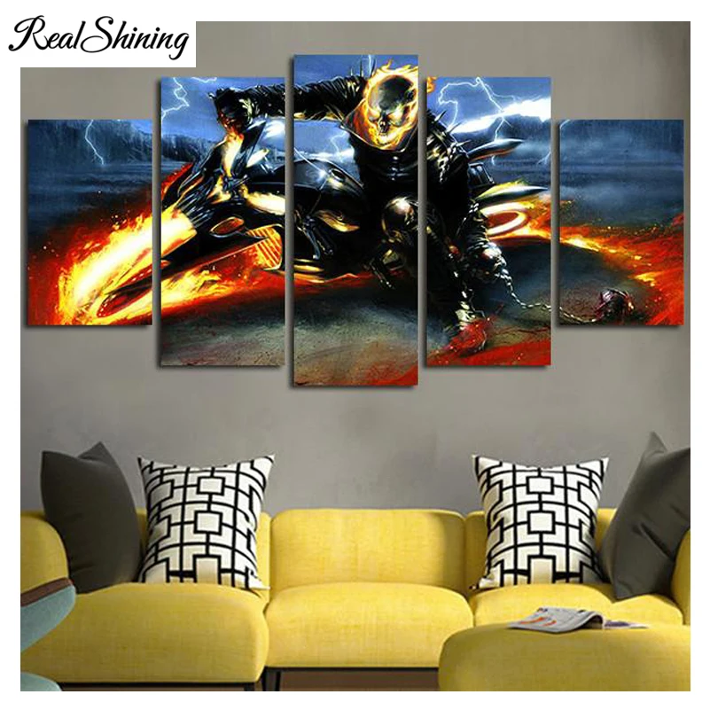 

REALSHINING Full square 5d DIY diamond Painting cross stitch Ghost Rider diamond mosaic embroidery for children gifts FS1944