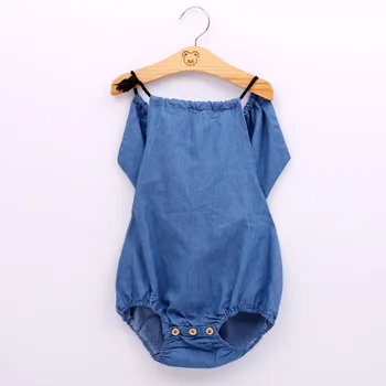 

baby girl clothing romper summer newborn hat romper design sleeveless denim romper clothes blue color 6 p