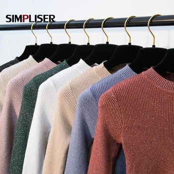 

Women Sweaters Stretch Slim Fit Female Pullovers O-neck Long Sleeve Femme Pull Knitting Tees Basic Tops 2019 Pink Green Knitwear