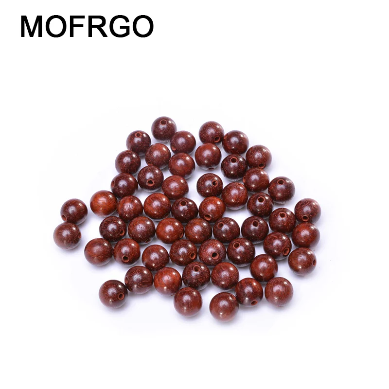 

8mm Round Red Beads For Jewelry Making MOFRGO Natural Zambia Rosewood Handmade DIY Accessories Fit Beads Bracelet Necklace