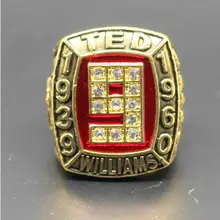 Nueva Moda chapado en oro de La Vendimia 1939 1960 TED WILLIAMS 521 HOMERUNS Replica Anillo de Campeón