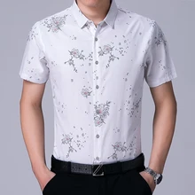 Новые мужские рубашки с цветочным узором летние мужские повседневные рубашки из чистого хлопка с коротким рукавом с цветочным принтом рубашки для мужчин