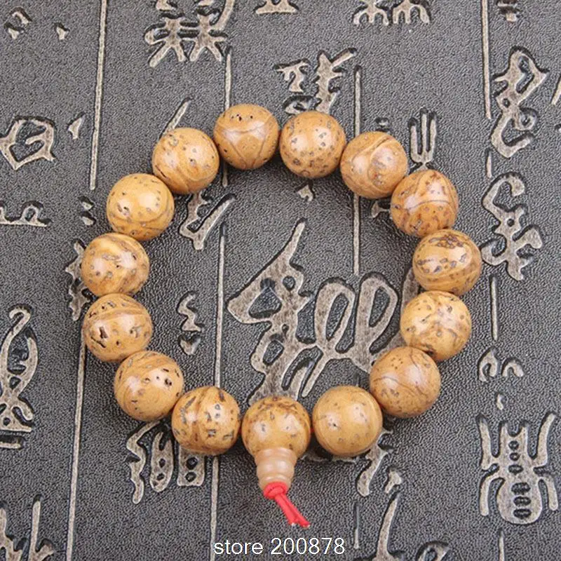 Bro986 Natural Dragon Eye Bodhi Preghiera Polso Mala Buddista Bodhi In Rilievo Elasticizzato Per Uomo 13-14Mm Perline