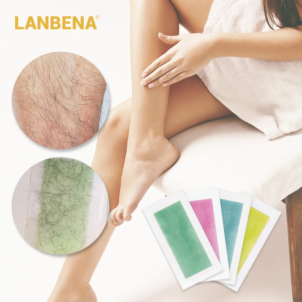 

LANBENA 20pcs Summer Professional Hair Removal Wax Strips For Depilation Double Sided Cold Wax Paper For Bikini Leg Body Face