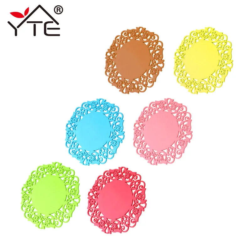 YTE Rubber Coaster Round Hollow Paper cut Pattern Insulation Coaster