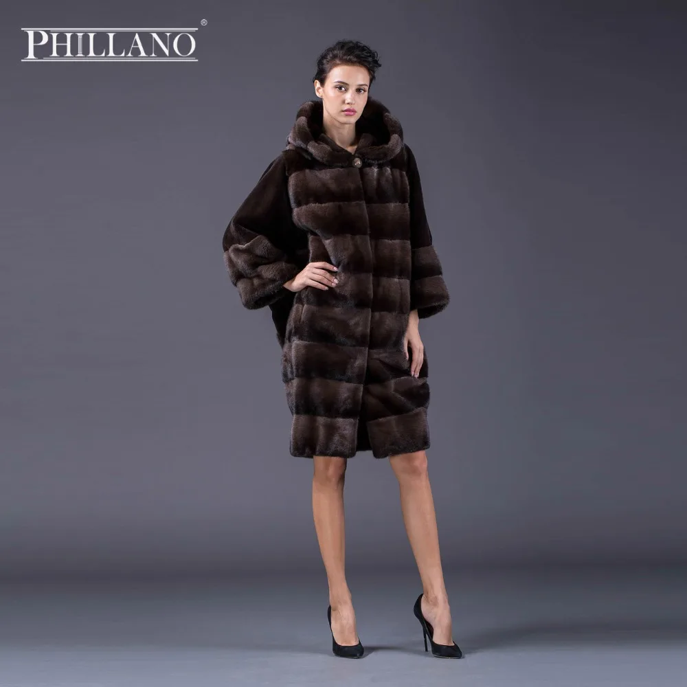 PHILLANO 2016 Стильная Летучая Мышь Фасон Женское Зимнее Полупольто С Капюшоном Новое