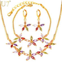 U7 Циркон Звезда Цветок Ожерелье Браслет Сережки Ювелирные Комплекты Для Женщин Серьги С Фианитами S768