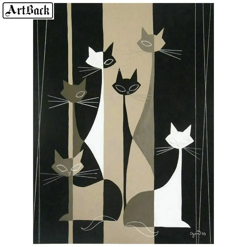 

5d diy diamond painting mosaic abstract cat full square / round drill diamond embroidery rhinestone home decoration