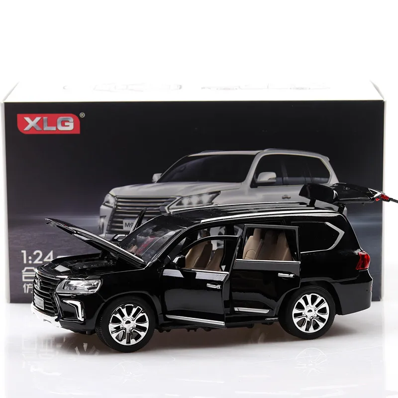 1/24 LEXUS LX570 Diecasts& Toy Vehicles модель автомобиля со звуком и светильник коллекция автомобилей игрушки для мальчиков подарок на день рождения - Цвет: black with box
