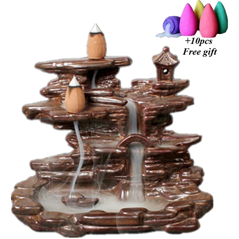

Creative Handmade Mountain Waterfall Backflow Incense Burner Antique Household Incense Holder Censer Home Decor Ornaments