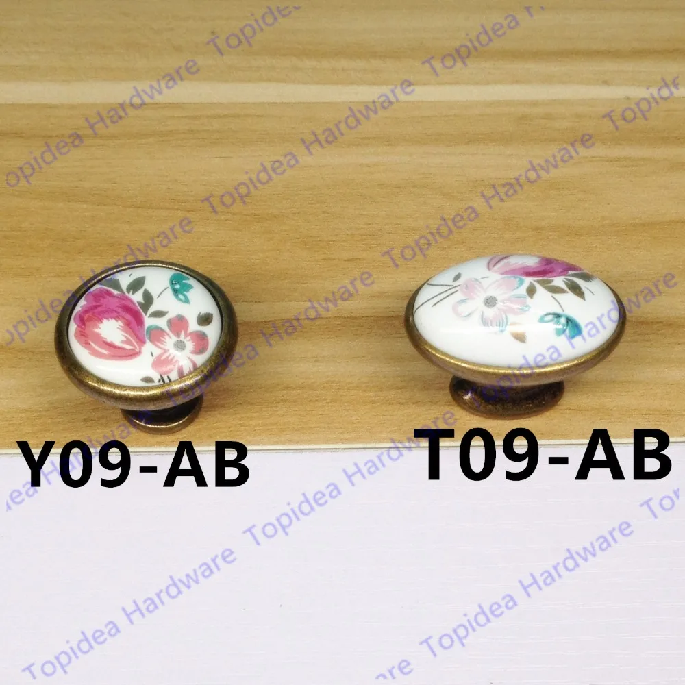 Vintage Ceramic Zinc alloy antique brass knob knob drawer pulls