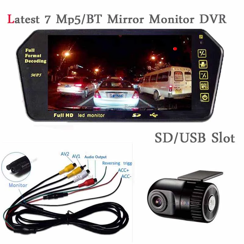 フルhd 7インチモニターbluetooth Mp5でsd Usbスロット画面車dvrカメラダッシュカムビデオ入力車dvrレコーダー車の検出器 Dash Cam Video Car Dvr Cameradash Cam Aliexpress