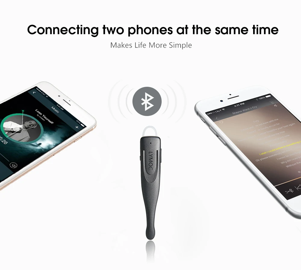 LYMOC, оригинальная гарнитура, Bluetooth, бизнес, автомобиль, спорт, беспроводные наушники, 10 часов, рабочее время, стерео гарнитура для iPhone, Android