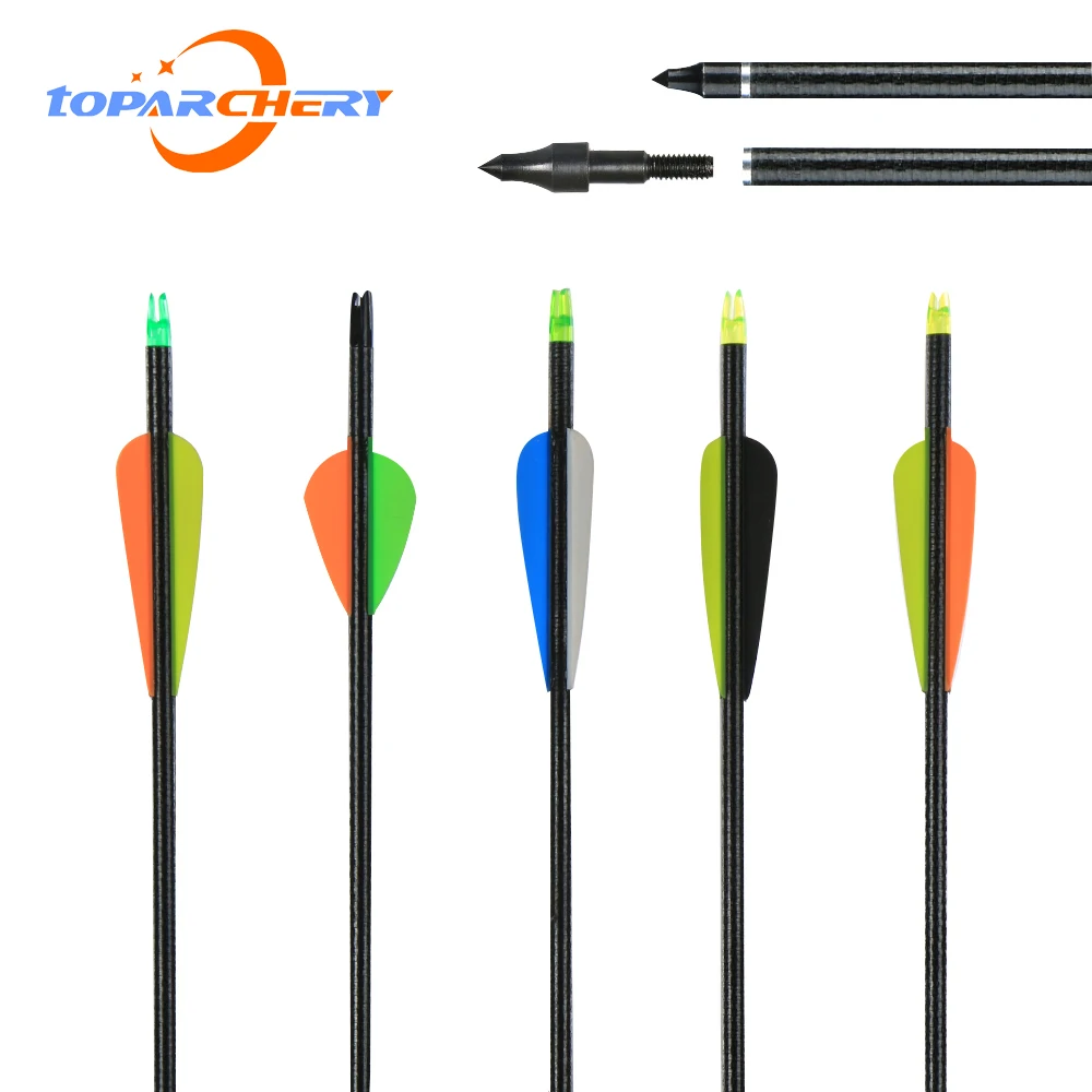 

Toparchery 32 inch Fiberglass Arrows spine 600 with Changeable Steel Point Arrowhead for Recurve/Compound Bow Archery Hunting