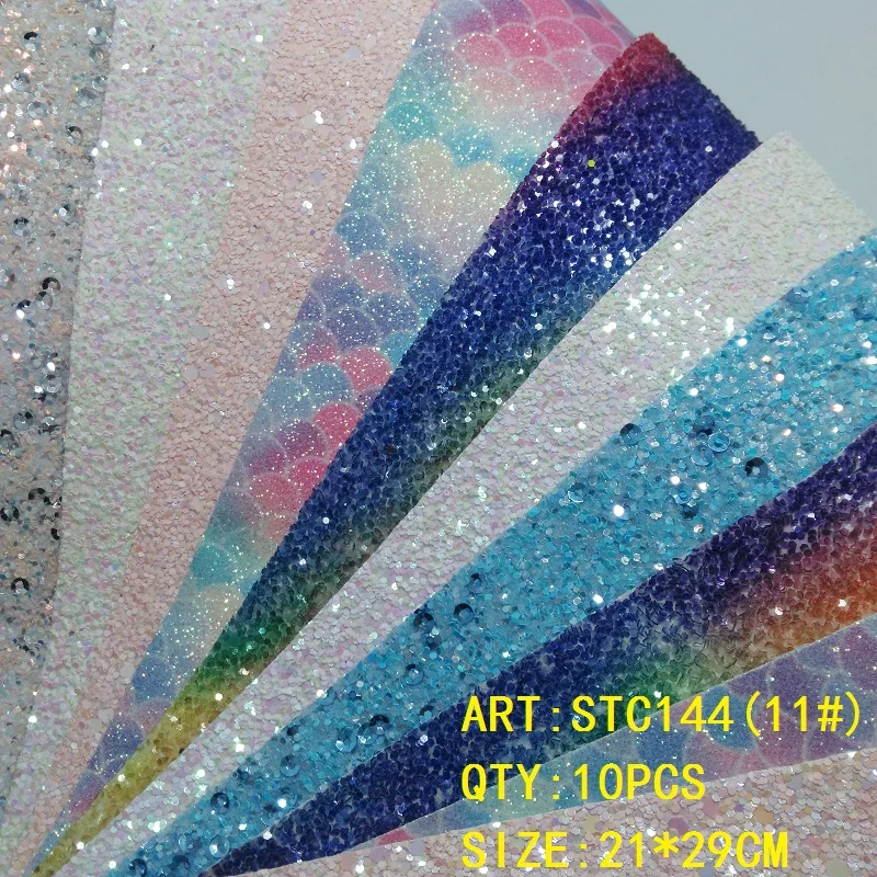 Прозрачный запас 1 комплект(10 шт.) 21X29 см Alisa Glitter Cuero Sintetico блестящая кожа для DIY аксессуары для волос ремесло STC144 - Цвет: 11