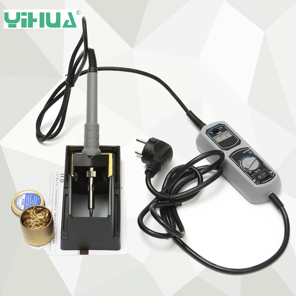 YIHUA 908D 220 в 60 Вт портативный тип паяльная станция Утюг светодиодный цифровой дисплей высокая термостойкость силиконовая линия