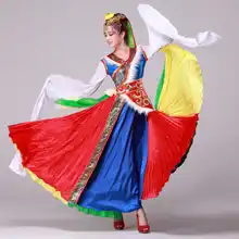 Атмосферу тибетского женский костюм для танцев Тибетский костюм рукава Высококачественная тибетская одежда длинная тибетская одежда