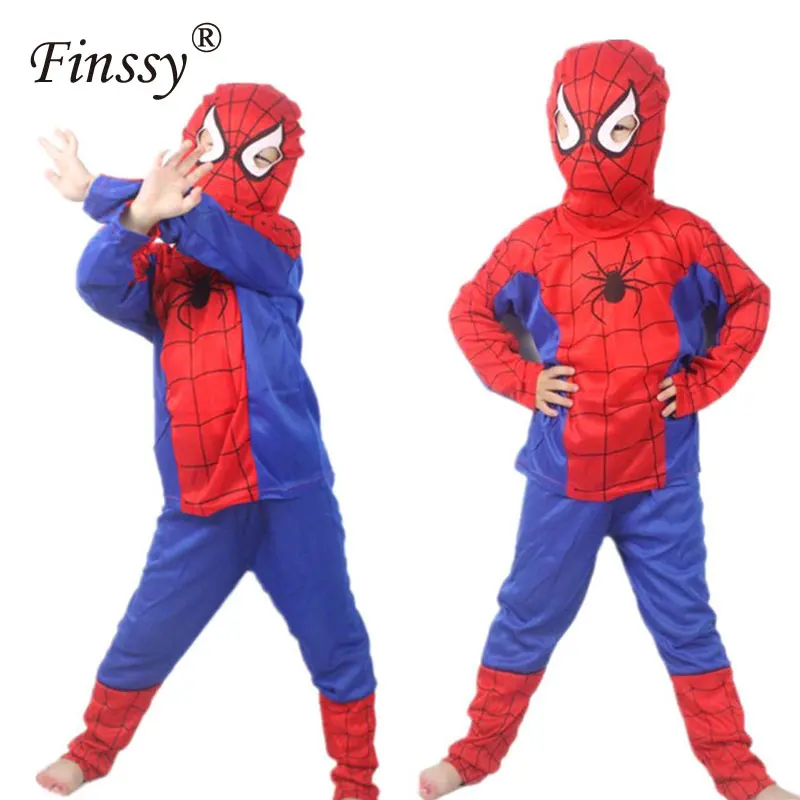Красный маскарадный костюм «Человек-паук» для детей; комплекты одежды для детей; Костюм Супермена для Хэллоуина; детский маскарадный костюм с длинными рукавами