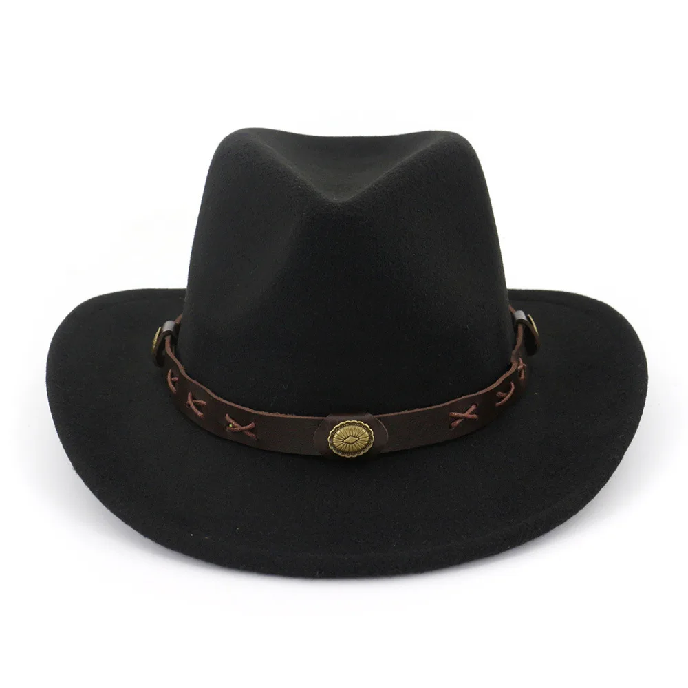 High quality Unisex Cowboy Sun protection visor Prairie style horse riding Felt hat men's Jazz hat Wide-brimmed hat