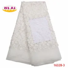 האחרון אפריקאי תחרת בד 2018 באיכות גבוהה תחרה ניגרית בדי 3D פרח צרפתית טול בדי תחרה שמלת XY1632B-5(China)