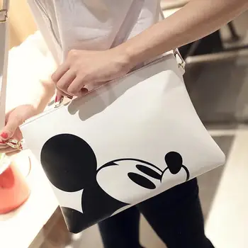 

Fashion New handbags Quality PU leather Women bag Cartoon printing Hand bag Mickey envelope Minnie bag Shoulder bag