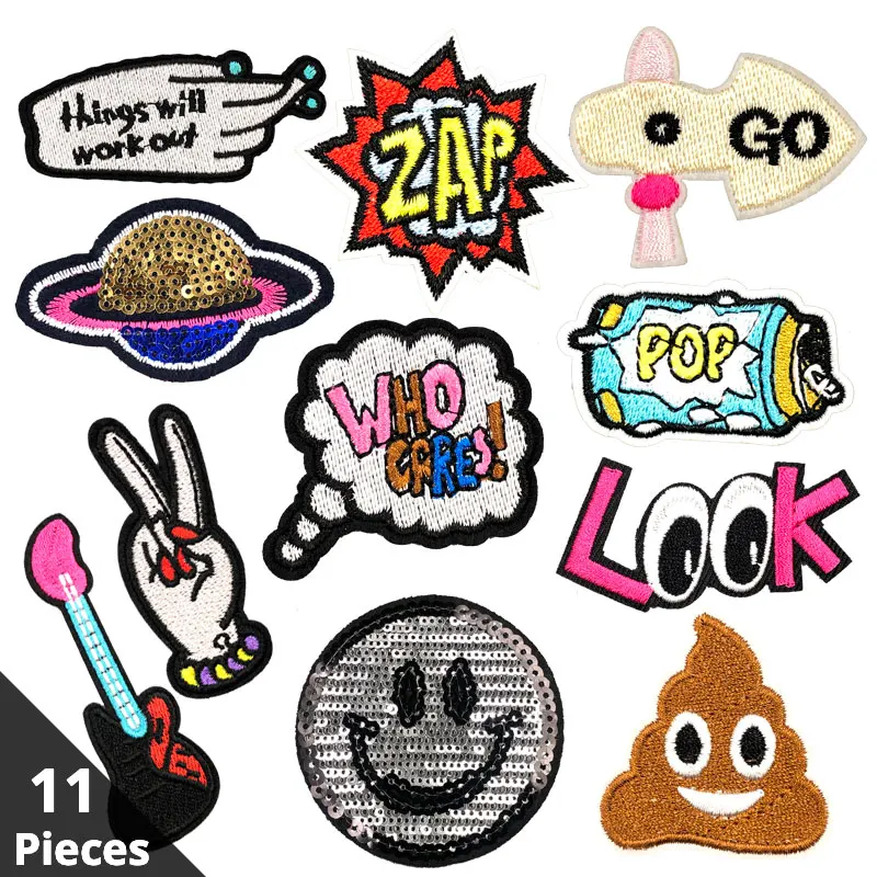 

ZAP POP LOOK Planet Patch for Clothing Iron on Embroidered Sewing Applique Cute Sew on Fabric Badge DIY Apparel Accessories