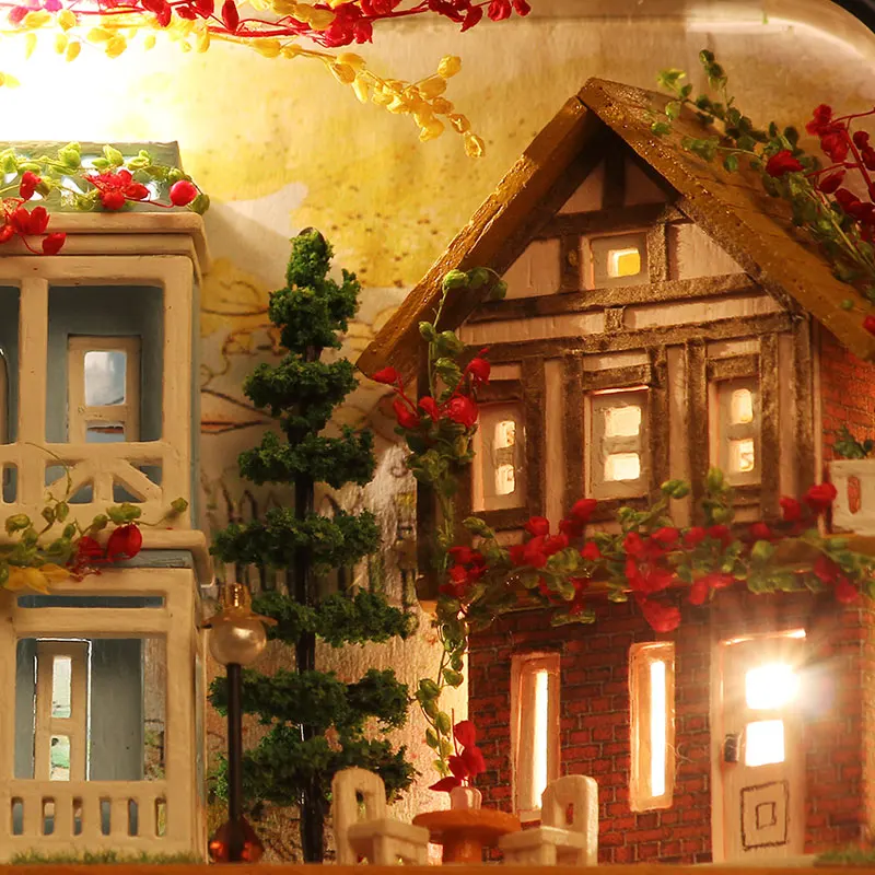 Миниатюрный Кукольный дом DIY деревянный кукольный домик коробка театр 3D кукольные домики наборы Модель Теплый светодиодный светильник для детей Рождественский подарок на день рождения